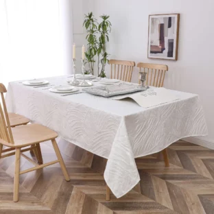 Leaves White Tablecloth 1381